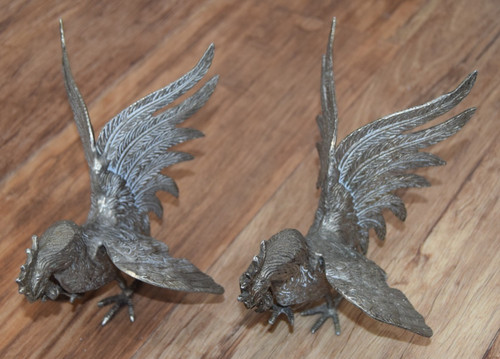 Pair vintage fighting cocks - vintage,