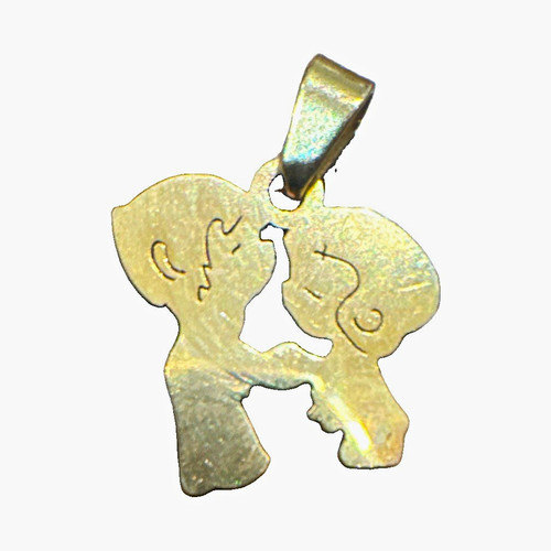 Gold tone kissing couple - gold-tone,