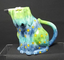 Floppy Dog Studio Pottery Green and Blue Jug 7 1/2" tall