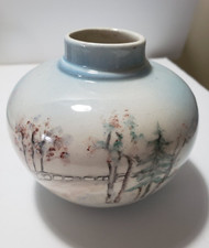 Vtg Alice Cranston Fenner Pottery "Connecticut Road" Blue w/Road & Woodlands