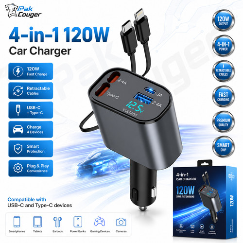 4in1 120w retractable car - 4in1,