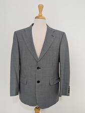 M&S Pure New Wool Blazer Mens 40 inch Chest Navy Mix Houndstooth Check Lined
