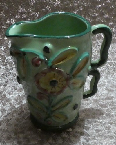 Italian majolica green pitcher - italian,