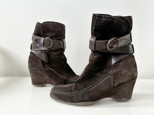 Bertie brown suede wedge ankle - brown,