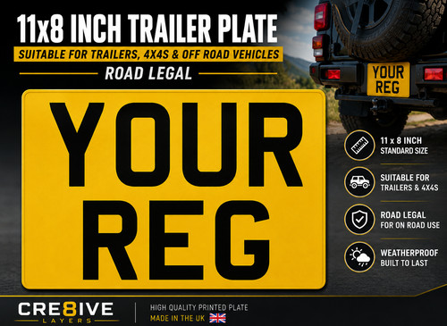11x8 square rear number plate - square,