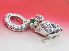 Exclusive Pandora Sterling Silver 2023 Christmas Sleigh Dangle Charm  792977C01