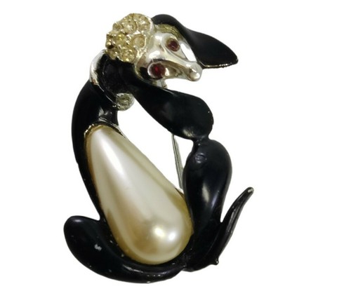 Vintage black poodle - black,