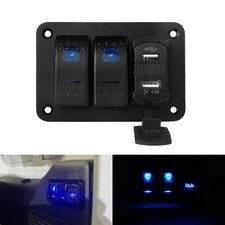 2 Gang Blue Switch Panel ON