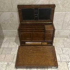 Antique oak writing slope desk - slope,