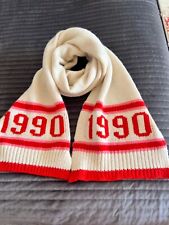 extra long woolly  scarf with 1990 logo