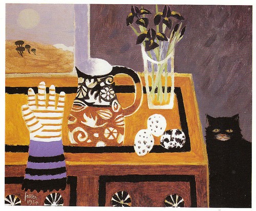 Black cat glove mary - black,