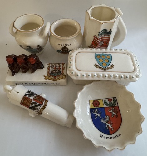 Antique crested china 7pc - china, lot