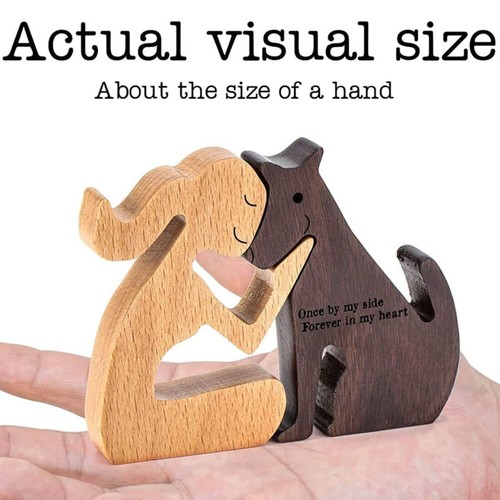 Wooden man and dog - wooden,