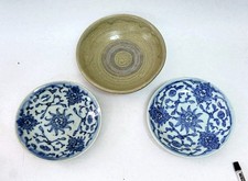 Three antique Chinese Ming Dynasty small plates