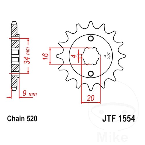 Front sprocket tooth 520 - jt, 15