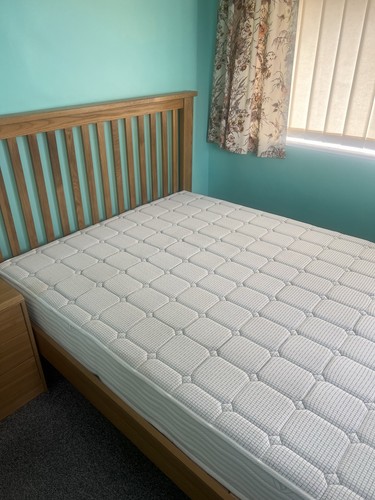 Oak double bed with - oak,