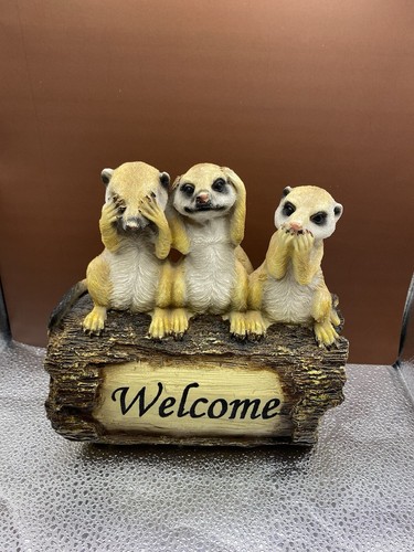 Garden ornament meerkats sat - garden,