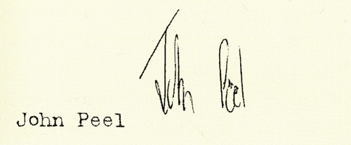 John peel signed note radio - signed,