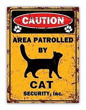Funny " Caution Cat Patrolled " Aluminium Metal Garage Sign Pet Kitchen Gate