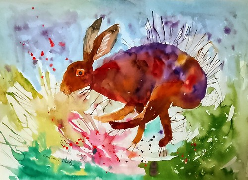 Hare leaping original - leaping,