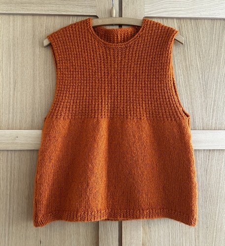 Hand knitted orange vest top - hand,