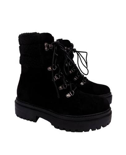 Combat boots black - combat, suede