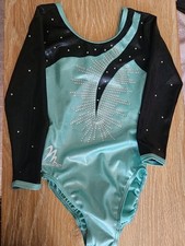 Milano Leotard Size 32 Embellished 3/4 Sleeved Mint Green/Black Brand New