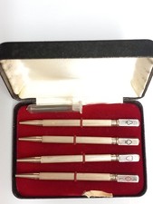 Set Of 4 Vintage Sterling Silver Bridge Pencils In Original Box & Spare Leds