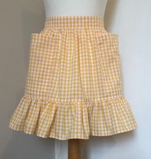 Frilly 'Yellow Gingham'(Short/Mini) Length Vintage Style Waist Apron/Pinny