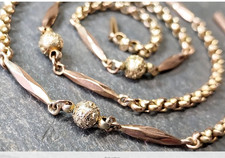 Antique Victorian 9ct GOLD Belcher Chain with Ball Bead and torpedo links 19"