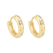 Classic Hoop Zirconia Huggie Earrings Sterling Silver 18k Gold Plated Jewellery