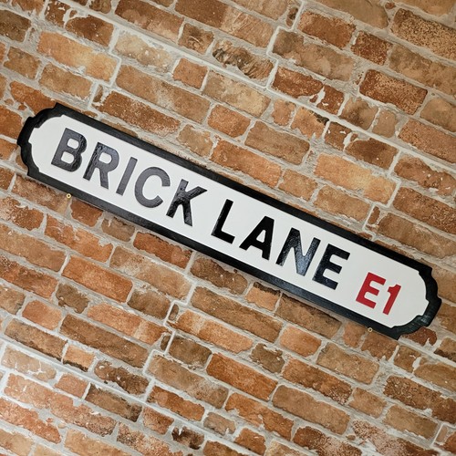 Brick lane sign wooden old - brick,