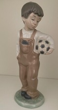 Nao by Lladro,  'Soccer Time' Boy with Football: Golden Memories ref 1068