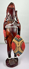 African Tribal Figurine Wood Hand Carved And Painted Beads hand carved