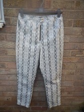 PRETTYLITTLETHING PVC Vinyl White/Grey Snakeskin Pattern Jeans Size UK 14