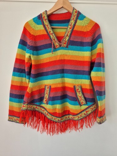 Comfy rainbow knitted - knitted, v-neck