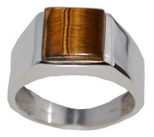 Natural Tigers Eye Mens Ring Gents 925 Sterling SILVER Sizes M (6) upto Z+5 (15)
