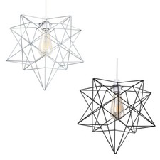 Metal Wire Frame Lampshade Star Pendant Ceiling Light Shade Lighting LED Bulb