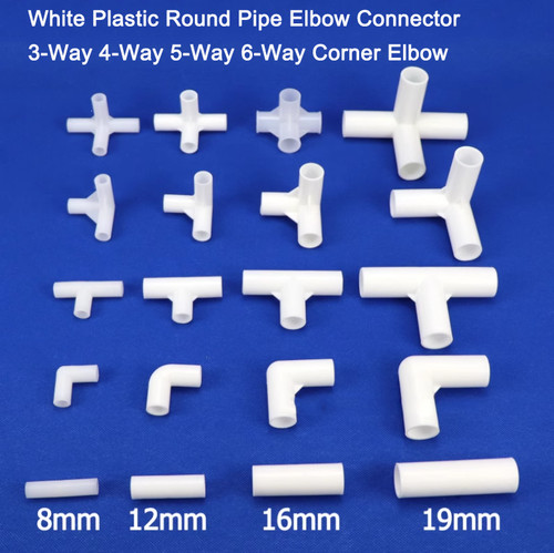 White plastic round pipe elbow - plastic,