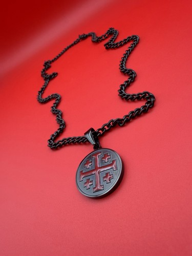Black red jerusalem cross - black, &
