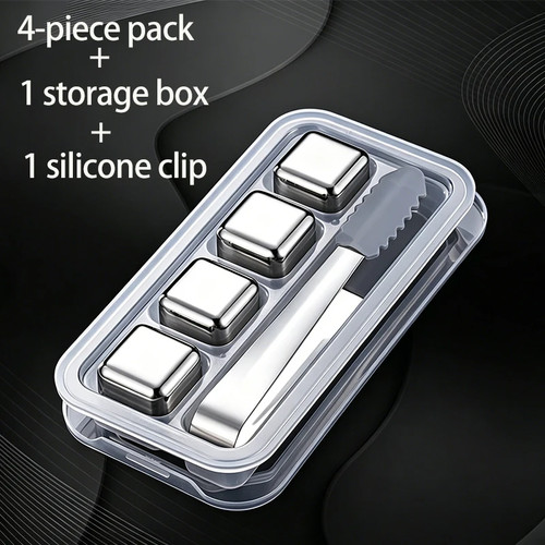 Stainless steel ice cubes - cubes, set