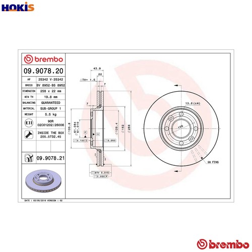 Brake disc 9078 21 - 2x, 09.9078.21