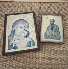Vintage Religious Icons Wooden Wall Hanging Blocks Small St Paul