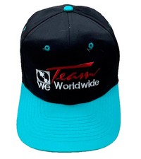 Vintage Worldwide Trucker Hat Cap Snapback Black Blue High Dome Trucking Y2K