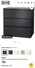 Job Lot Of 4 ikea malm chest of 3 drawers black