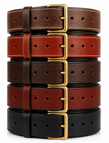Leather money belt - leather, 1.5"