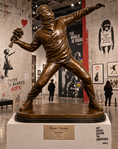 Banksy bronze solid marble - &,