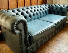 Chesterfield Sofa Bed - Antique Blue - double bed