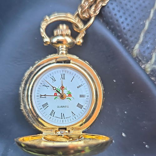 Gold plated full hunter pocket - gold,