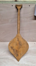 Vintage Hand Carved Amazon Indian Canoe Paddle with illustrations.